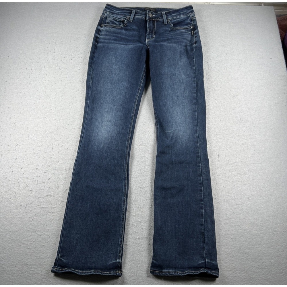 Silver Jeans Co. Womens 28 Elyse Slim Boot Jeans  Blue Medium Wash Bootcut Denim